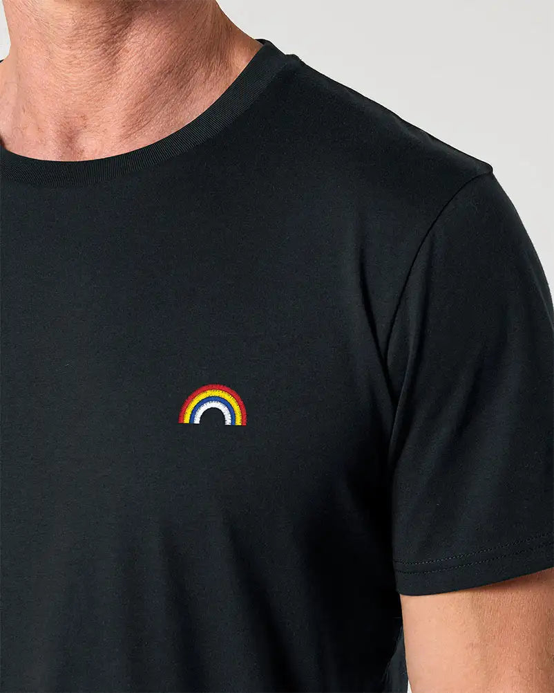 T-shirt noir homme avec arc en ciel brodé