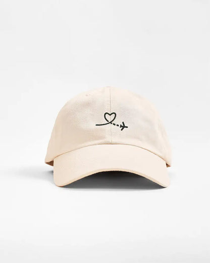 Casquette beige avec avion brodé