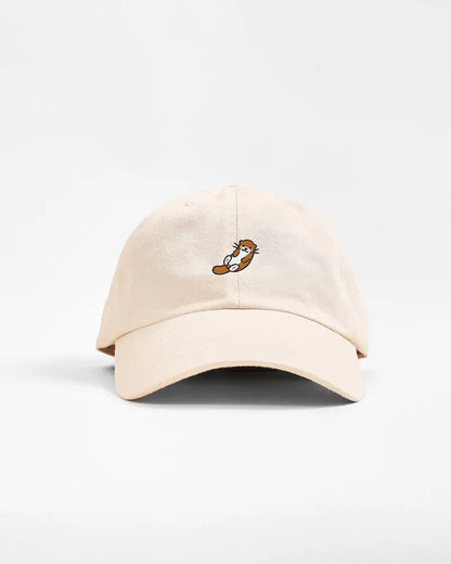Casquette beige avec loutre brodé