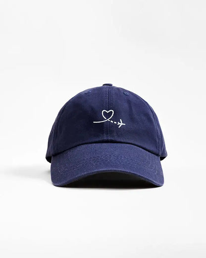 Casquette bleu avec avion brodé