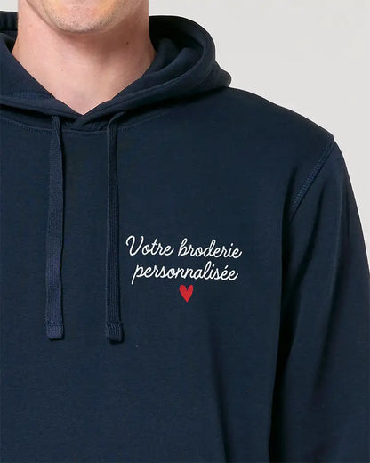 Hoodie unisexe bleu personnalisé brodé 