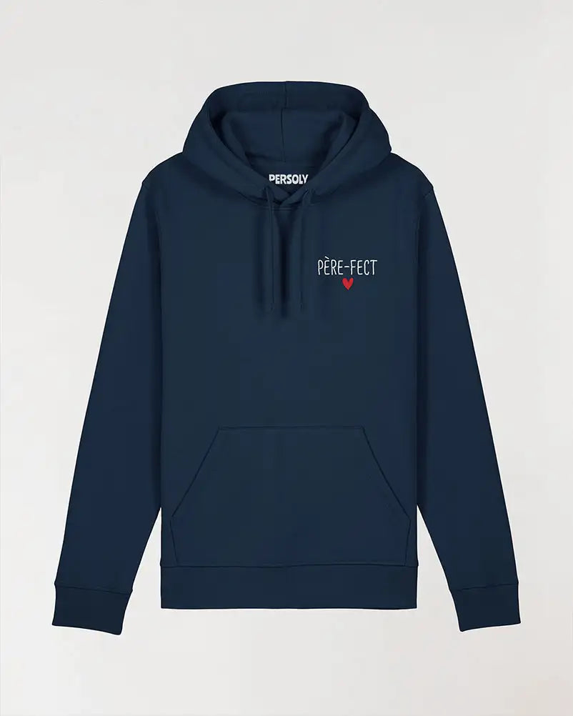Sweat capuche unisexe bleu avec texte brodé personnalisé