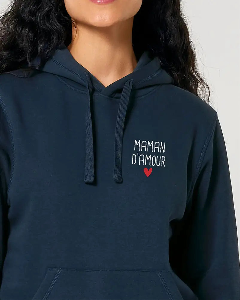 Sweat capuche unisexe bleu avec texte brodé personnalisé