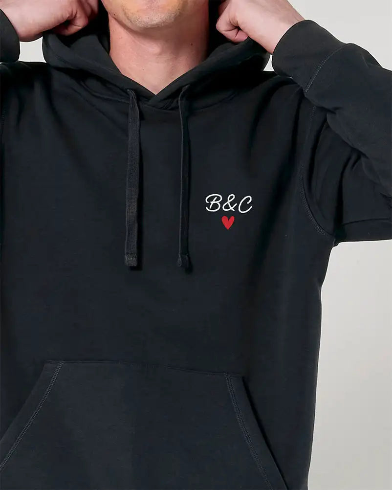 Hoodie unisexe noir personnalisé brodé 