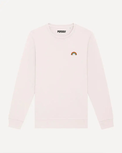 Sweat unisexe beige avec arc-en-ciel brodé
