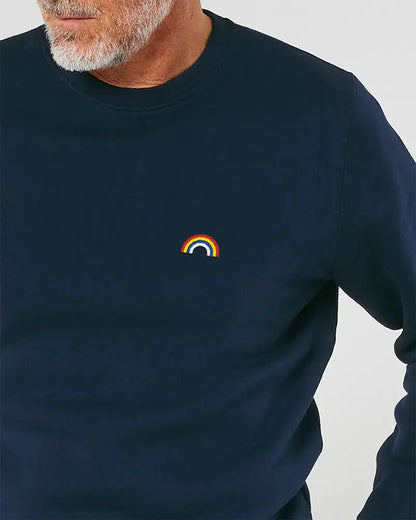 Sweat unisexe bleu avec arc-en-ciel brodé