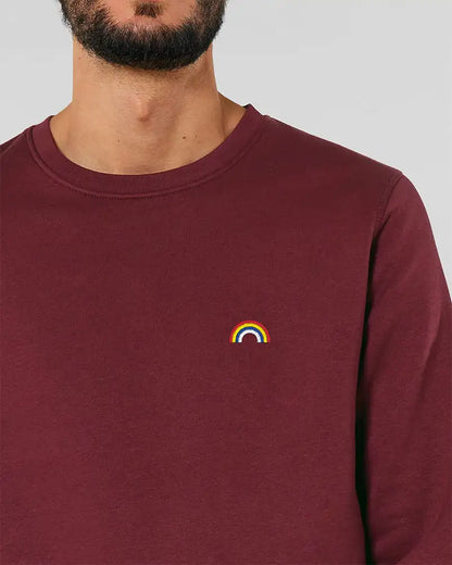Sweat unisexe bordeaux avec arc-en-ciel brodé