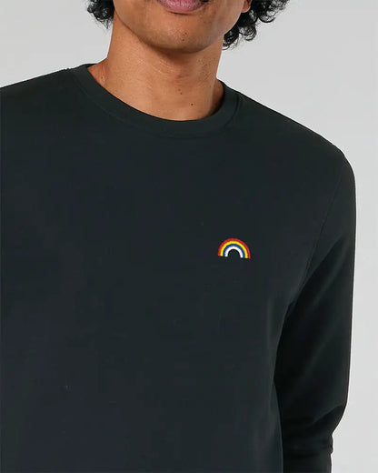 Sweat unisexe noir avec arc-en-ciel brodé