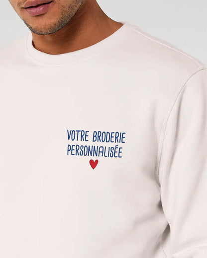 Sweat unisexe beige personnalisé avec broderie