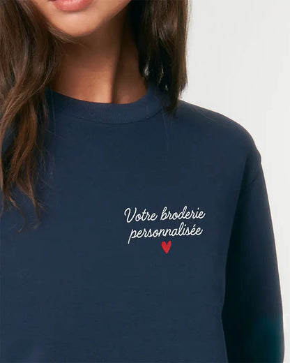 Sweat unisexe bleu personnalisé brodé