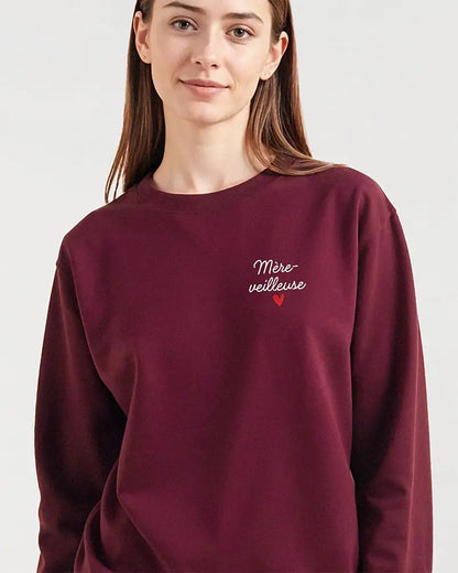 Sweat unisexe bordeaux personnalisé brodé
