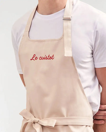 Tablier beige brodé personnalisé