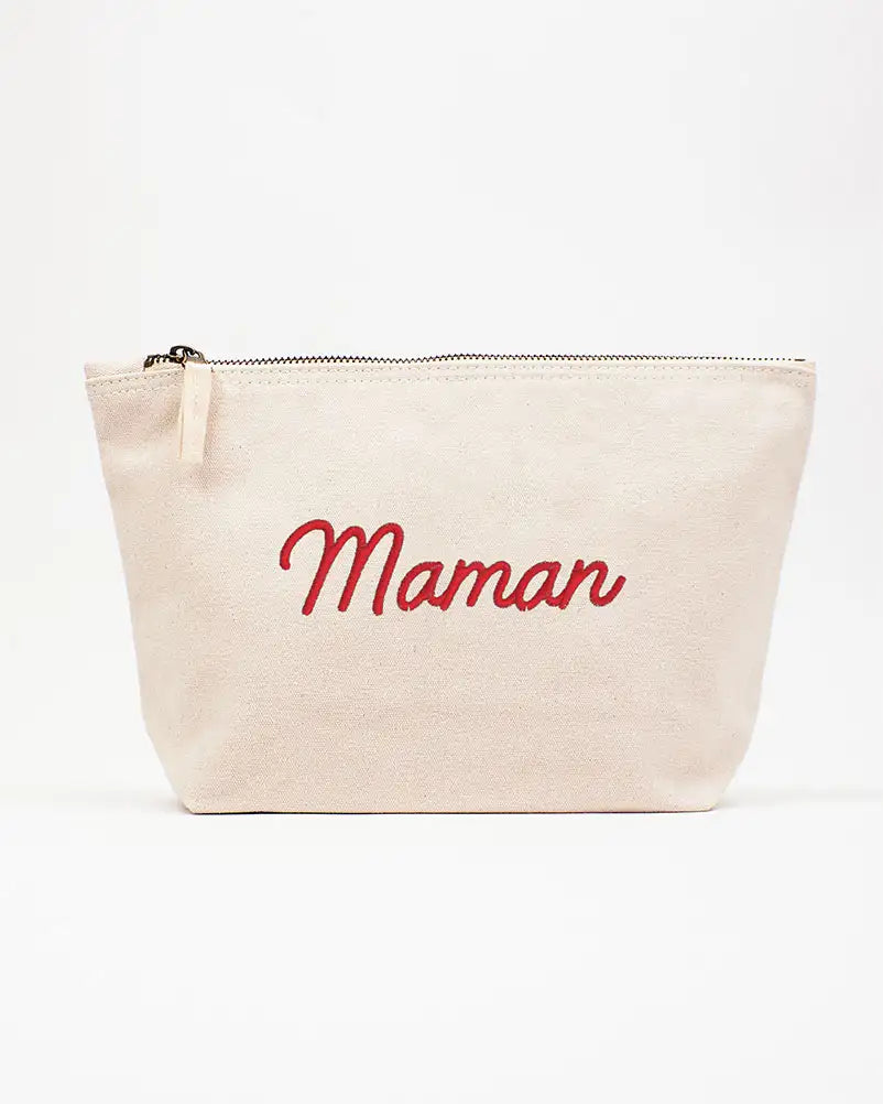 Trousse beige personnalisée avec broderie 