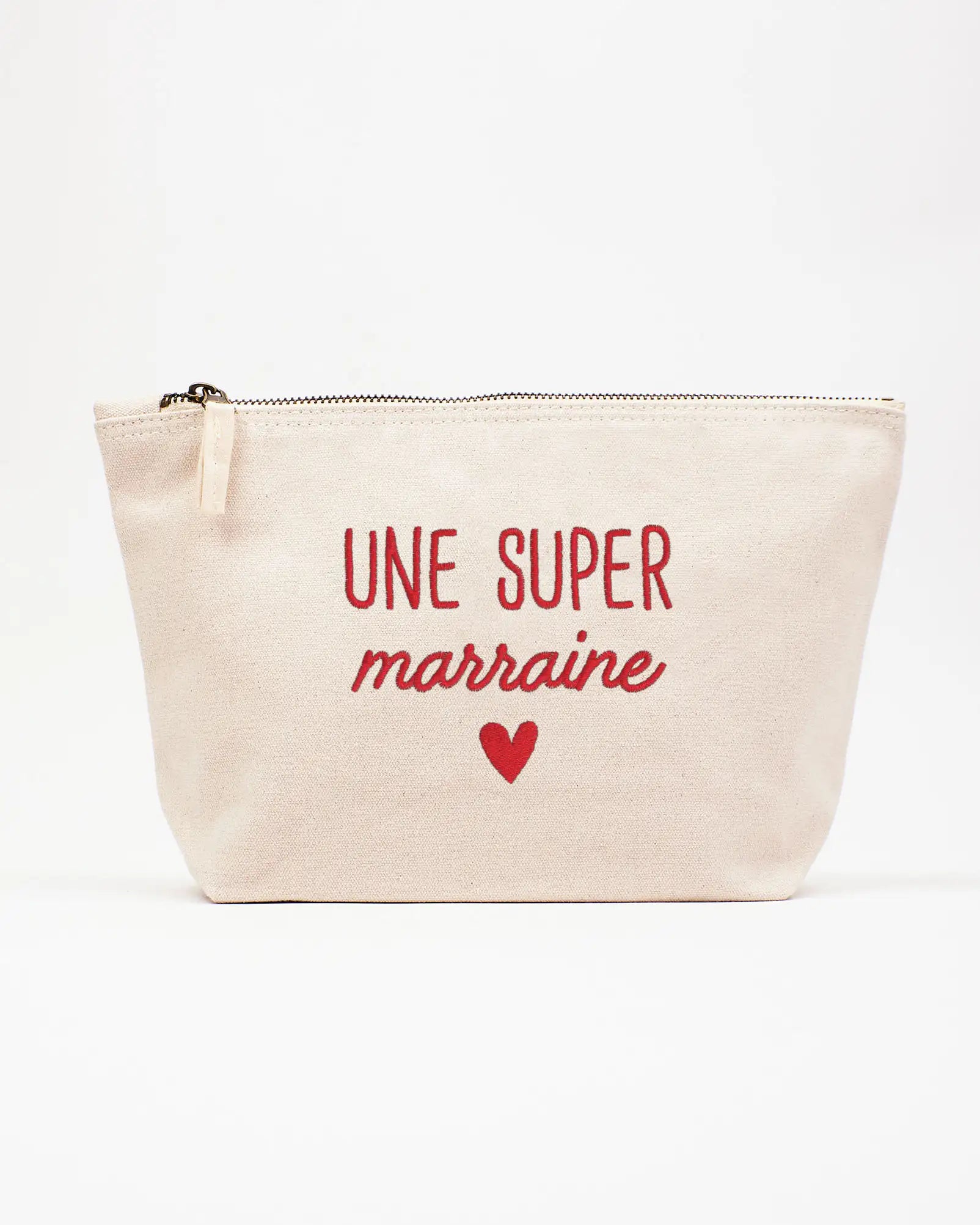 Trousse beige personnalisée avec broderie 