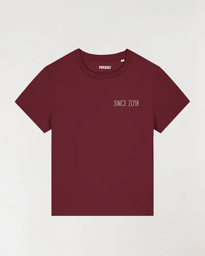 T-shirt bordeaux personnalisé brodé pour femme