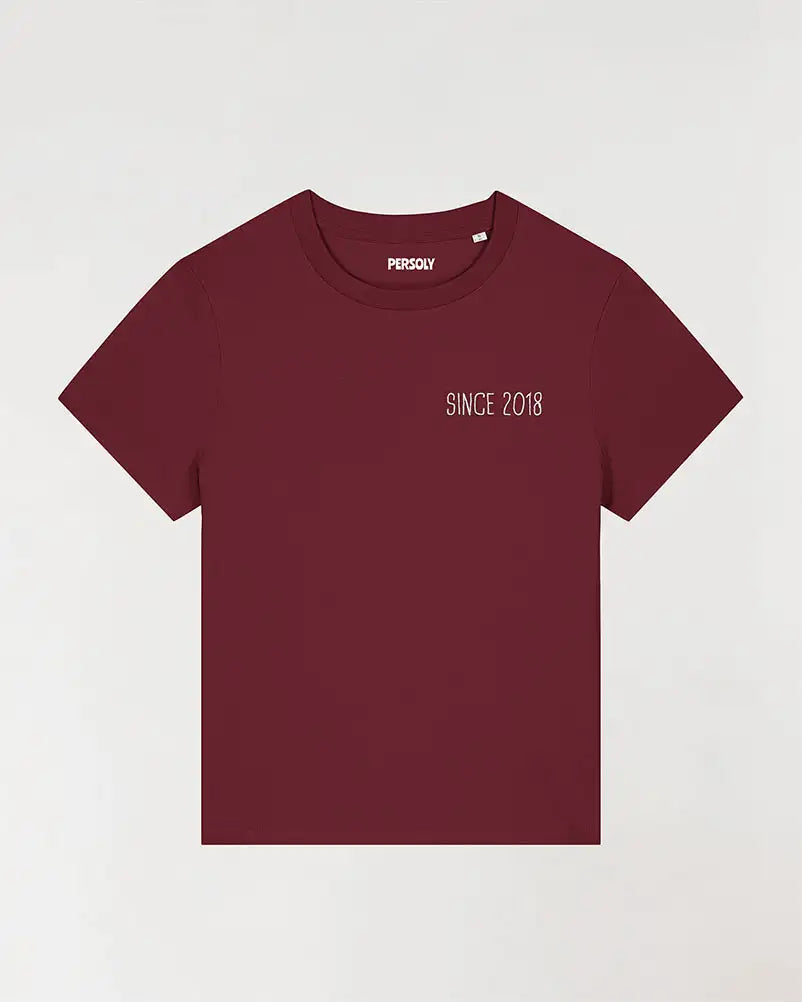 T-shirt bordeaux personnalisé brodé pour femme