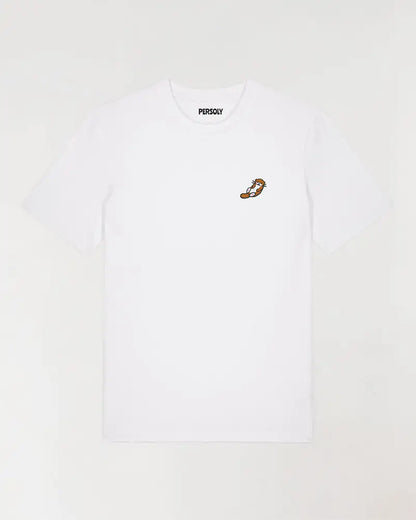 T-shirt blanc homme avec loutre brodé