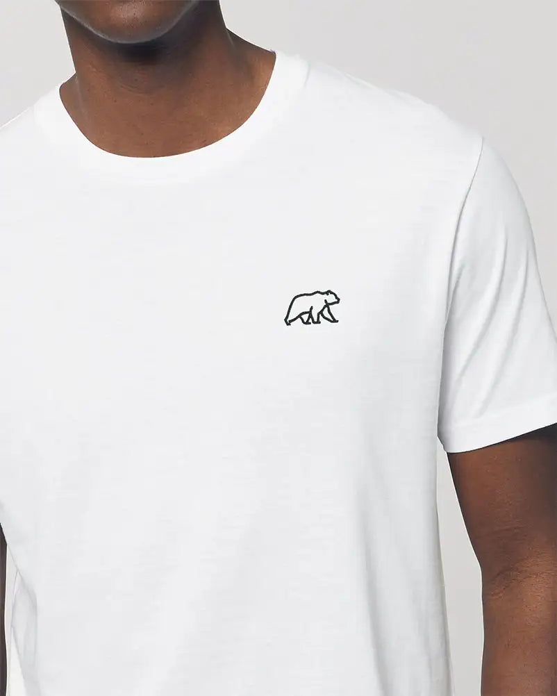 T-shirt blanc homme avec ours brodé