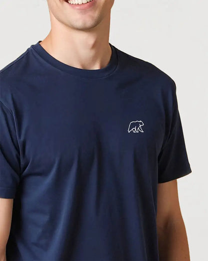 T-shirt bleu homme avec ours brodé