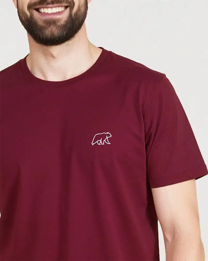 T-shirt bordeaux homme avec ours brodé