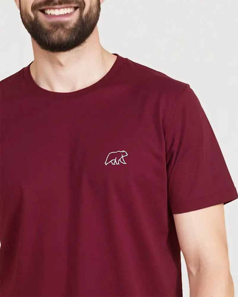 T-shirt bordeaux homme avec ours brodé