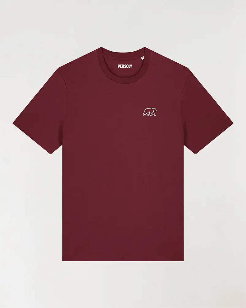 T-shirt bordeaux homme avec ours brodé