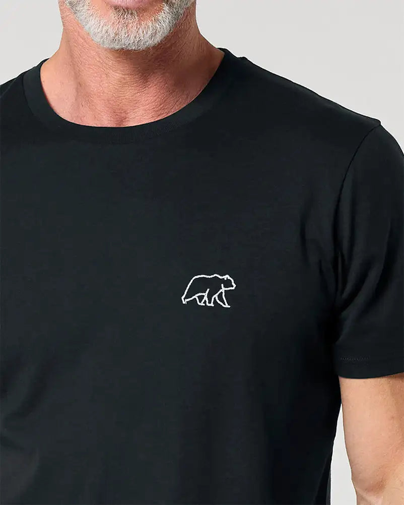 T-shirt noir homme avec ours brodé