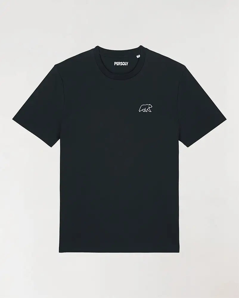 T-shirt noir homme avec ours brodé