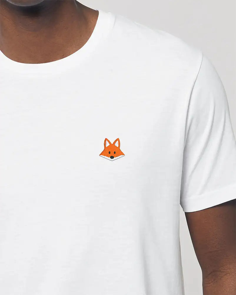 T-shirt blanc homme avec renard brodé