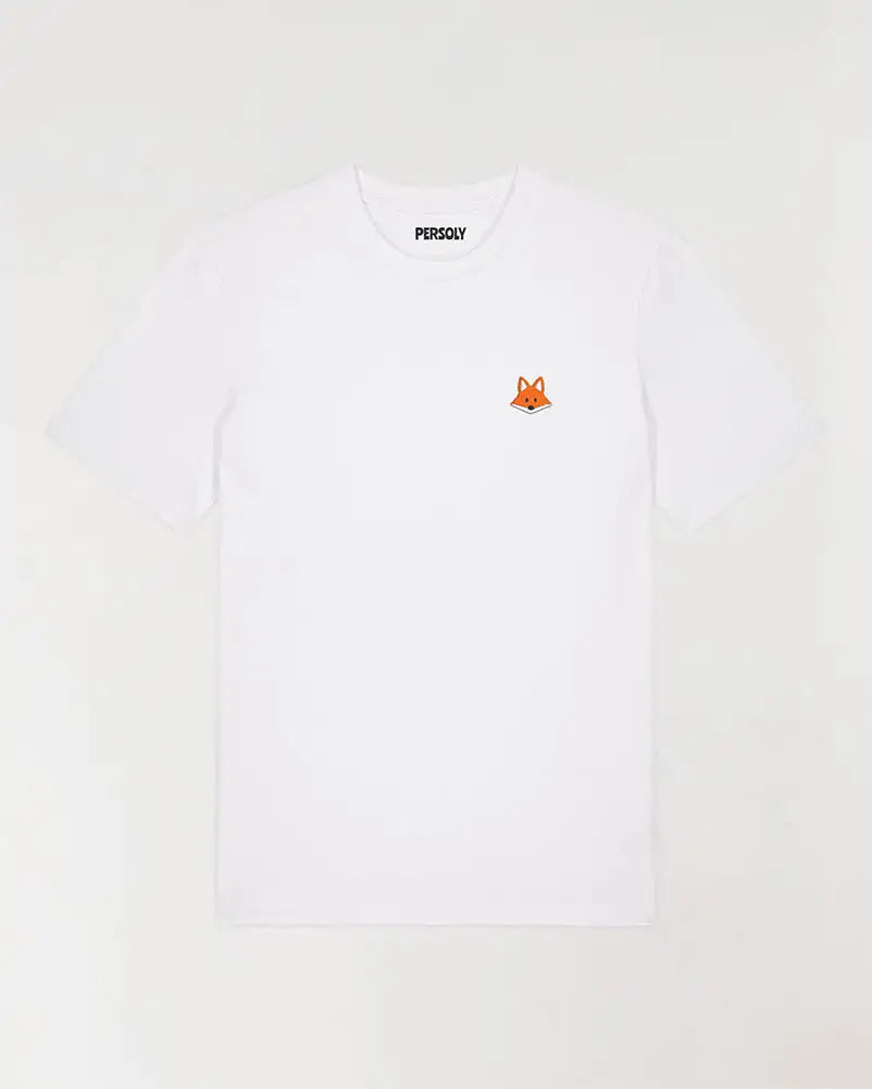 T-shirt blanc homme avec renard brodé