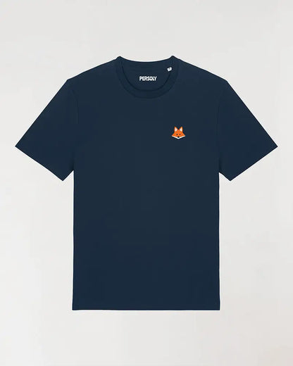 T-shirt bleu homme avec renard brodé