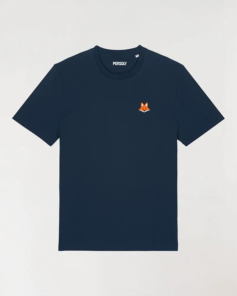 T-shirt bleu homme avec renard brodé