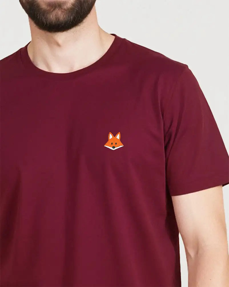 T-shirt bordeaux homme avec renard brodé