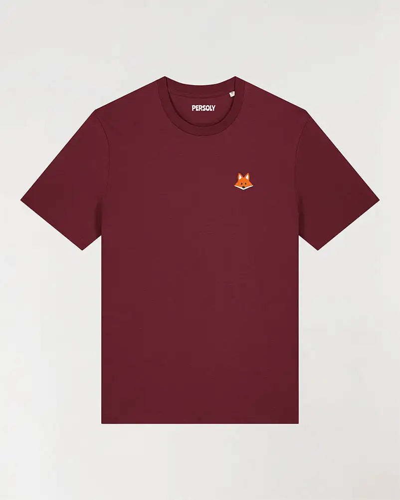 T-shirt bordeaux homme avec renard brodé
